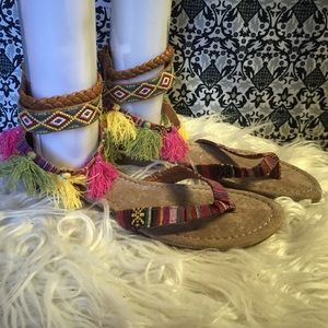 BoHo  hippie Chic tassel flip flop sandals
